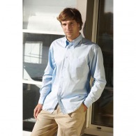 Chemise homme 100% coton twill. manches longues. 1 poche poitrinne personnalisable. intérieur col contrasté. passepoil bas