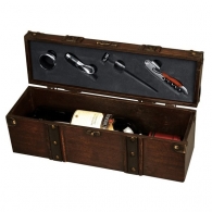Coffret-pirate à vin pour 1 bouteille, avec ustensiles à vin - 36 x 11,5 x 13,7