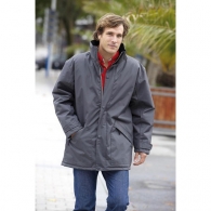 100 % nylon oxford imperméable, doublure matelassée polaire, col doublé polaire, velcro aux manches, 2 poches