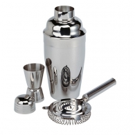Série de cocktail (shaker, sas et petit gobelet gradué) en métal - 27,8 x 19,3 x