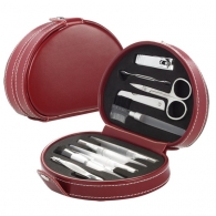 Set à maquillage et manucure 10 pcs dans étui en pu rond fermeture pression - 145×45×110