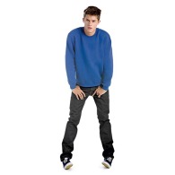 Sweat shirt manches droites blanc b&c80 % coton peigné 20 % polyester (fil intérieur gratté)