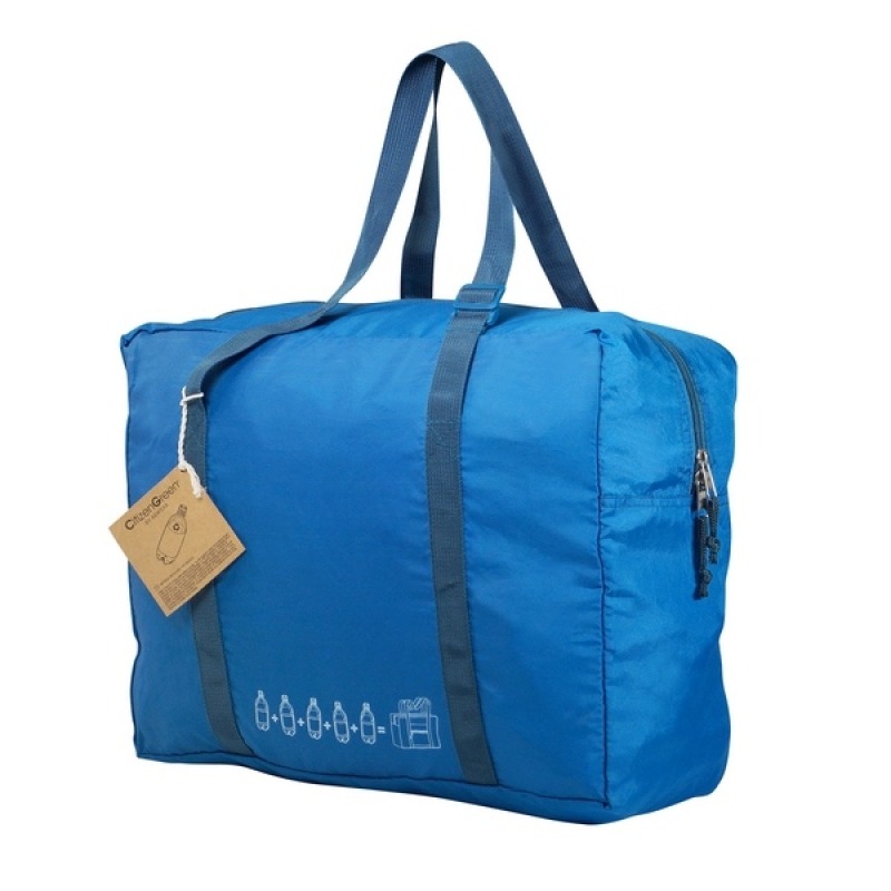 Faltbare reisetasche aus recyceltem pet, ökologisches, biologisches,  recyceltes Gepäck mit Bezug zur nachhaltigen Entwicklung, Nachhaltiges  Reisegepäck