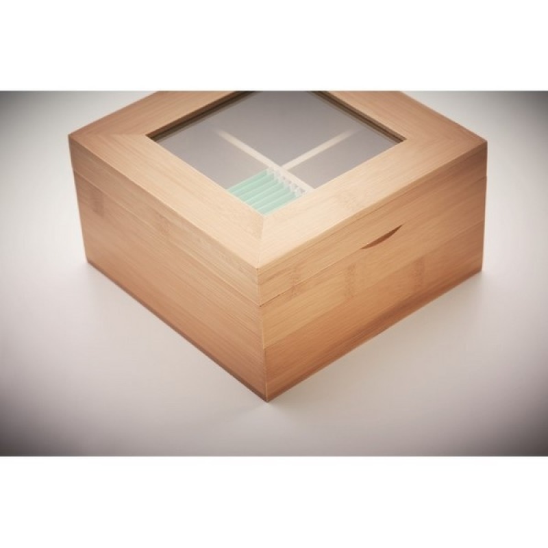 Caja de bambú para sobres de té promocionales