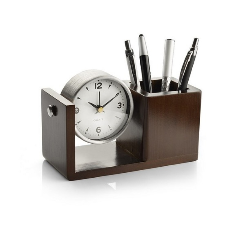 Schreibtischuhr mit bleistifttopf, Uhren und Pendeluhren, Uhren und  Pendeluhren