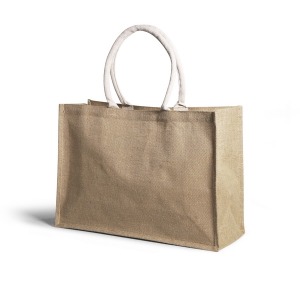 Cabas avec logo en jute, anses en coton