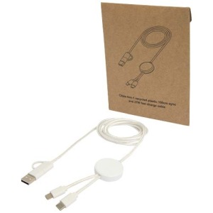 Câble publicitaire 5 en 1 Citala en plastique recyclé de 150 cm pour la synchronisation des données et la charge rapide de 27 W