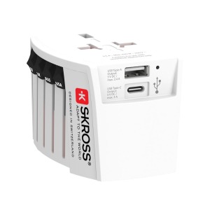 SKROSS Adaptateur personnalisable de voyage universel MUV 2-Pôles avec USB