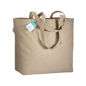 Tote-bag avec soufflet en coton recyclé 190g/m², anses longues