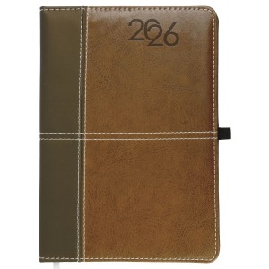 Agenda journalier personnalisé 2026, couverture rigide en PU thermocollé avec piqûres sur les bords