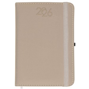 Agenda journalier avec logo 2026, couverture rigide en PU thermocollé avec piqûres sur les bords