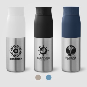 Bouteille Borealis à couvercle à torsion en acier inoxydable recyclé - 650 ml Colour Jet