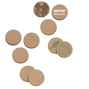 Jeton personnalisable 1€ en bois