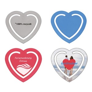 Pince à fiches recyclé coeur publicitaire