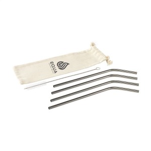 Reusable 4 pieces ECO Straw Set paille personnalisable acier inoxydable