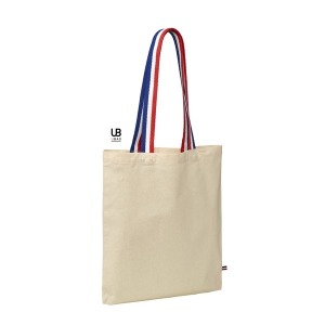 Tote bag publicitaire 180g/m² coton anses bleu/blanc/rouge