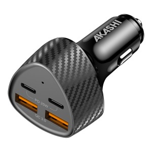 Chargeur allume-cigare avec logo 37W USB-C 2x USB-A 3.4A