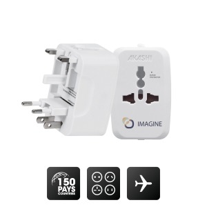 Adaptateur universel promotionnel de voyage - Blanc