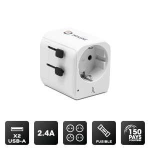 Adaptateur universel avec logo Europe vers Monde