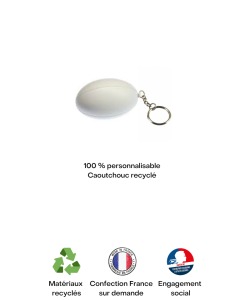 Porte clé Ballon avec logo de rugby recyclé