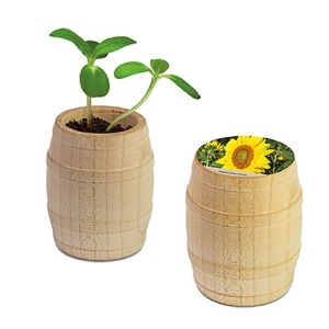 Mini-tonneau en bois avec logo - Tournesol