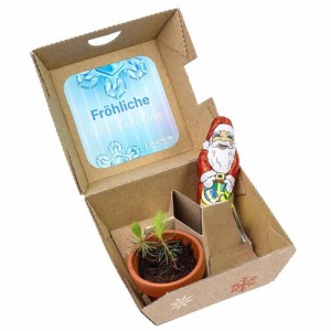 Cofanetto regalo di Natale - Vasi in terracotta e cioccolato di Babbo Natale