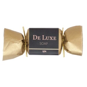 Mini savon avec logo - Vanille, sous papier doré - Deluxe Gold