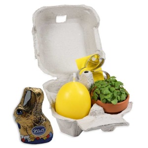 Le plaisir en boîte - avec set de plantation mini-pot en terre cuite, bougie publicitaire ?uf, lapin en chocolat