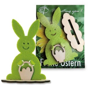 Carte avec figurine bois/feutrine - Lapin