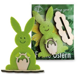 Carta con figurina in legno/feltro - Coniglio