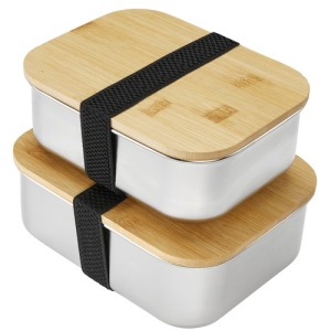 Boîte à repas 1000ml en acier inoxydable et couvercle en bambou