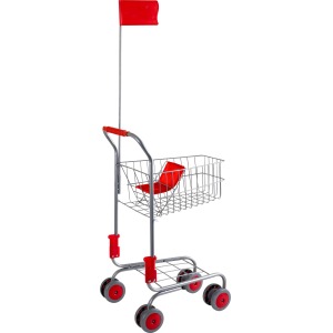 Chariot de courses publicitaire argent, 37x32x98.5cm
