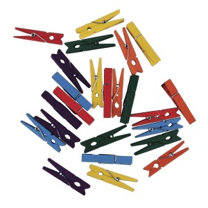 Pince à linge promotionnelle bois, 4,5cm, mélangé, 24 pièces