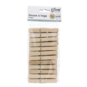 Pince linge x24 bois, beige