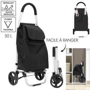 chariot promotionnel shopping pliable alu gain de place 39l