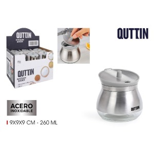 Sucrier avec logo verre acier Quttin