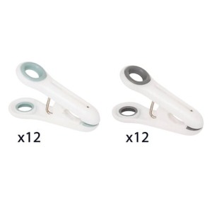 Pince linge x24 rubber ronde, blanc