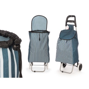 chariot personnalisé de supermarché 2 roues rayures bleu
