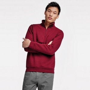 ANETO - Sweat personnalisable avec demi zip ton sur ton et col montant