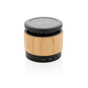 Enceinte personnalisée bambou avec chargeur sans fil