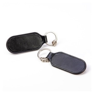 Porte-clé publicitaire losange uni upcycling en PU ou cuir