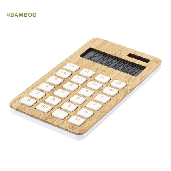 Calculatrice solaire personnalisable en bambou