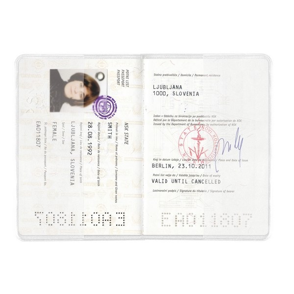 Couverture De Passeport En Cuir Crocodile - Impression 'Enjoy The Ride' - Bleu Foncé - Avec Compartiments Cartes