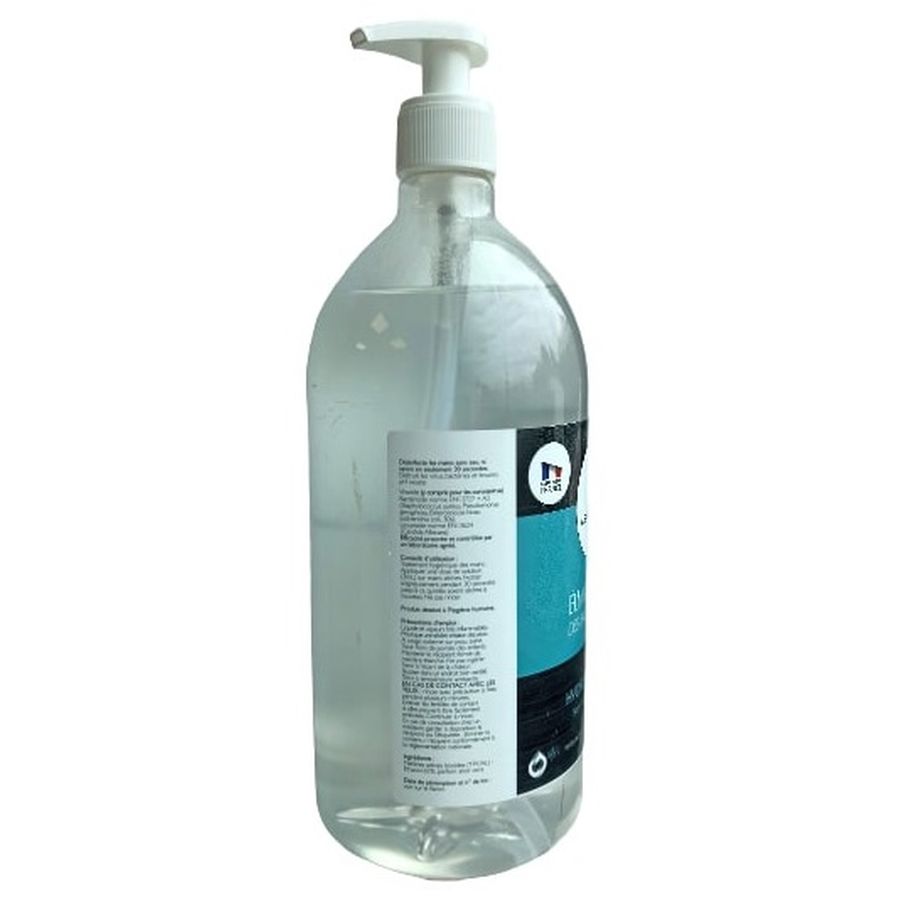 Gel antibactérien, Cadeau d'entreprise, Gel hydroalcoolique - bouteille 1l  à pompe personnalisable