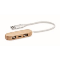 Hub USB personnalisable 3 ports câble 2 en 1