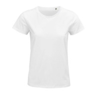 PIONEER WOMEN - Camiseta ajustada de mujer de punto con cuello redondo - Blanca