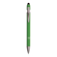 Stylo à bille en aluminium caoutchouté avec gomme pour écran tactile et clip en métal