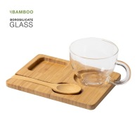 Tasse en verre 180 ml avec plateau bambou