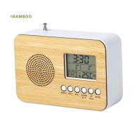 Radio multifunción con acabado de bambú