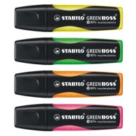 STABILO GREEN BOSS Juego de 4 rotuladores fluorescentes de sobremesa